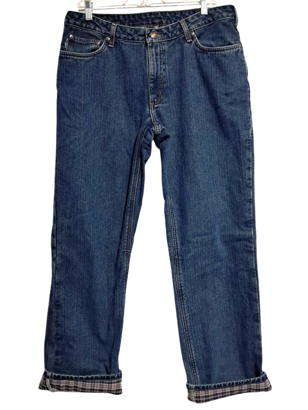 Carhartt Flannel Lined Jeans Womens Size 12 Relaxed Fit Blue Denim Cotton - Picture 3 of 10